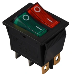 KCD2-2101N GR+R/B 220V Перемикач 2 клав. зелений+червоний з підсвічуванням №1