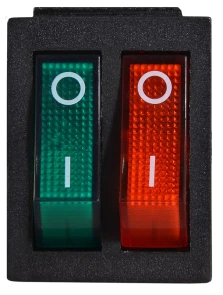 KCD2-2101N GR+R/B 220V Перемикач 2 клав. зелений+червоний з підсвічуванням №2