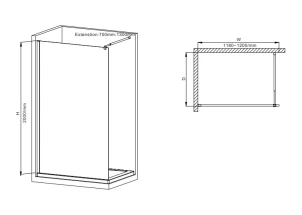 Душова перегородка Mixxus Premium FLAT SP02-120x200-TR Black Walk-In прозоре скло 8мм (MI6857) №3