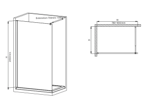 Душова перегородка Mixxus Premium FLAT SP02-80x200-TR Black Walk-In прозоре скло 8мм (MI6854) №2
