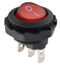 KCD1-7-101NY R/B 220V Переключатель 1 клав. круглый красный с подсветкой