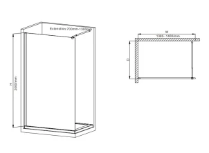 Душова перегородка Mixxus Premium FLAT SP01-140x200-TR Chrome Walk-In прозоре скло 8мм (MI685) №2