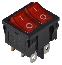 KCD1-6-2101N R/B 220V Перемикач 2 клав. червоний з підсвічуванням