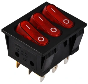 KCD2-3101N R/B 220V Перемикач 3 клав. червоний з підсвічуванням №1