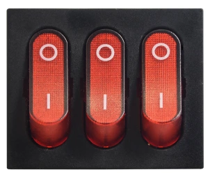 KCD2-3101N R/B 220V Перемикач 3 клав. червоний з підсвічуванням №2
