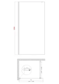 Душевая перегородка Koer SR SP01-100x200-TR-01 Walk-In прозрачное стекло Easy Clean 8мм, хром (KR53 №11