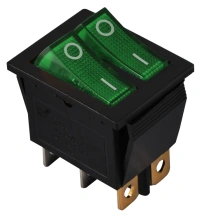 KCD2-2101N C3-GR/B 220V Перемикач 2 клав. зелений з підсвічуванням купити в Україні