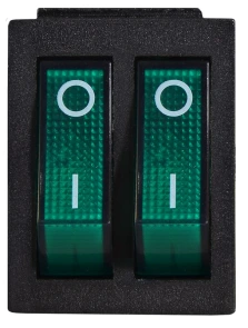 KCD2-2101N C3-GR/B 220V Перемикач 2 клав. зелений з підсвічуванням №2