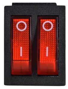 KCD2-2101N R/B 220V Перемикач 2 клав. червоний з підсвічуванням №2