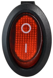 KCD1-9-101N R/B 220V Перемикач 1 клав. овал. червоний з підсвічуванням №3