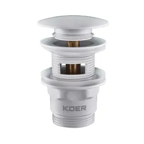 Донный клапан для раковины с переливом Koer PW-03-03 автоматический (Click-Clack) (Цвет белый) 1 1/ №1