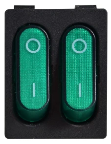 KCD2-5-2101N GR/B 220V Перемикач 2 клав. зелений з підсвічуванням №2