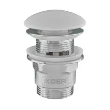 Донний клапан для раковини з переливом Koer PW-03-11 автоматичний (Click-Clack) (Біла керамічна
