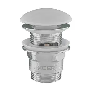 Донний клапан для раковини з переливом Koer PW-03-11 автоматичний (Click-Clack) (Біла керамічна №1