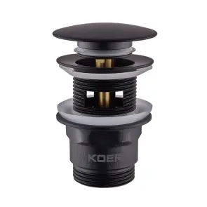 Донный клапан для раковины с переливом Koer PW-03-05 автоматический (Click-Clack) (Цвет черный) 1 1 №1