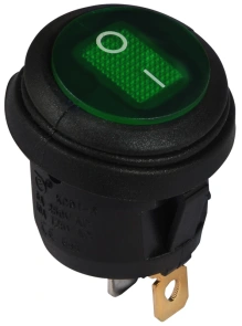 KCD1-5-101NW GR/B 220V Перемикач 1 клав.круглий вологозах. зелений з підсвічуванням №1