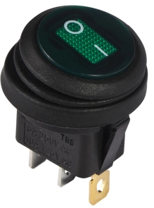 KCD1-8-101NW GR/B 220V Переключатель 1 клав.круглый влагоз. зеленый с подсветкой №3