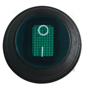 KCD1-5-101NW GR/B 220V Перемикач 1 клав.круглий вологозах. зелений з підсвічуванням №3