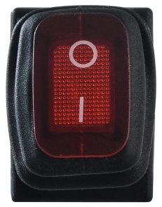 KCD1-2-101NW R/B 220V Переключатель 1 клав. влагоза. красный с подсветкой №3