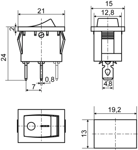 KCD1-2-101N YL/B 220V Переключатель 1 клав. желтый с подсветкой №2