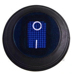 KCD1-8-101NW BL/B 220V Переключатель 1 клав.круглый влагоз. синий с подсветкой №3