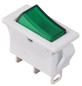 KCD3-101N-13 GR/WH 220V Переключатель 1 клав. зеленый с подсветкой №1