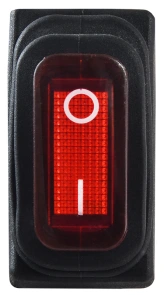 KCD3-101NW R/B 220V Перемикач 1 клав. вологозах червоний з підсвічуванням №2
