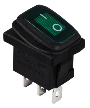 KCD1-2-101NW GR/B 220V Переключатель 1 клав. влагоза. зеленый с подсветкой