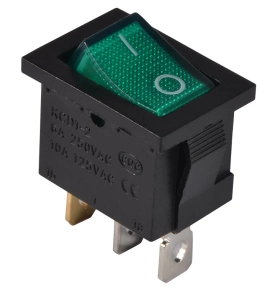 KCD1-2-101N GR/B 220V Перемикач 1 клав. зелений з підсвічуванням №3