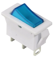 KCD3-101N-13 BL/WH 220V Переключатель 1 клав. синий с подсветкой