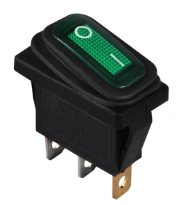 KCD3-101NW GR/B 220V Переключатель 1 клав. влагоза. зеленый с подсветкой №2