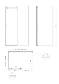 Боковая стенка для кабины Koer SR SW01-90x200-TR-07 прозрачное стекло Easy Clean 8мм, графит (KR538 №4