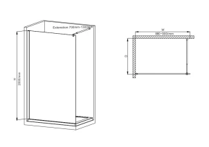 Душова перегородка Mixxus Premium FLAT SP02-90x200-TR Black Walk-In прозоре скло 8мм (MI6855) №3