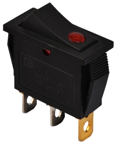 KCD3-101EN R/B 220V Переключатель 1 клав. красный с подсветкой (точечным) №2