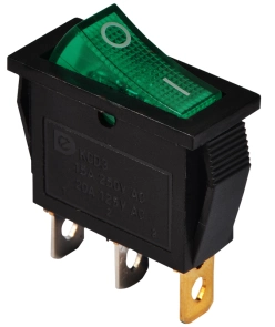 KCD3-101N GR/B 220V Переключатель 1 клав. зеленый с подсветкой №1