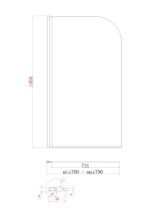 Шторки скляні на ванну Koer SR BS01-80x140-TR-01 прозоре скло 6мм, хром (KR5400) №8