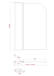 Шторки стеклянные на ванну Koer SR BS03-95x140-TR-01 прозрачное стекло 6мм, хром (KR5402) №5