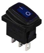 KCD1-2-101NW BL/B 220V Переключатель 1 клав. влагоза. синий с подсветкой