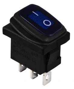 KCD1-2-101NW BL/B 220V Переключатель 1 клав. влагоза. синий с подсветкой №1