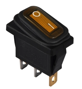 KCD3-101NW YL/B 220V Перемикач 1 клав. вологозах. жовтий з підсвічуванням №1