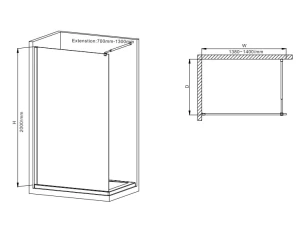 Душова перегородка Mixxus Premium FLAT SP02-140x200-TR Black Walk-In прозоре скло 8мм (MI6858) №2