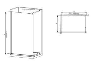 Душова перегородка Mixxus Premium FLAT SP01-100x200-TR Chrome Walk-In прозоре скло 8мм (MI685) №2