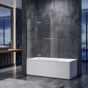 Шторки скляні на ванну Koer SR BS05-90x140-TR-01 прозоре скло Easy Clean 6мм, хром (KR5372 №7