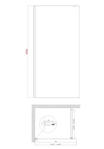 Душевая перегородка Koer SR SP01-90x200-TR-01 Walk-In прозрачное стекло Easy Clean 8мм, хром (KR539 №15