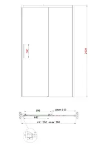 Дверь в нишу Koer SR SD05-140x200-TR-01 прозрачное стекло Easy Clean 6мм, хром (KR5406) №14