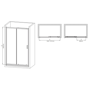 Дверь в нишу Mixxus Premium DIVERSE SD01-140x185-TR Chrome прозрачное стекло 5мм (MI6874) №2