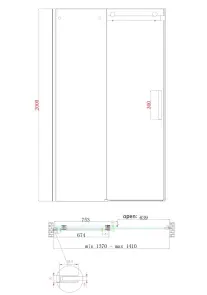 Двері в нішу Koer SR SD01-140x200-TR-01 прозоре скло Easy Clean 8мм, хром (KR5380) №16