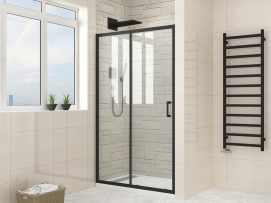 Дверь в нишу Mixxus Premium DIVERSE SD01-120x185-TR Black прозрачное стекло 5мм (MI6877)