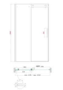 Дверь в нишу Koer SR SD01-120x200-TR-07 прозрачное стекло Easy Clean 8мм, графит (KR5378) №19
