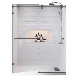 Двері в нішу Koer SR SD06-140x220-TR-07 прозоре скло Easy Clean 8мм, графіт (KR5369) №1